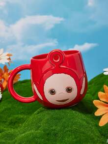 Teletubbies X SHEIN 1pc 15.89oz/470ml Dialogue Pattern Printed Ceramic Mug, Cold And Heat Resistant, Microwave And Dishwasher , Suitable For Water, Milk, Juice, Coffee, Cute, Po, Dance