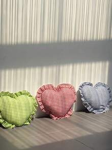 Joivida 1PC Soft And Warm Pillow Inner With Heart Shaped Plaid Pattern Colorful Cushion Cover For Bed Sofa Living Room Bedroom Home Decor All Season Cozy Decor