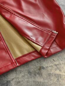 AXEPEAK 男式梭织休闲长袖前开拉链红色衬衫 - 紅色 - 查看 5