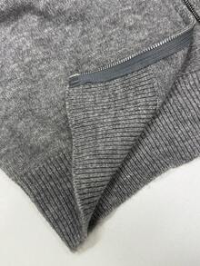 SHEIN Unity Nuevo conjunto de 2 piezas de moda para otoño/invierno: sudadera con capucha con cremallera gris y pantalones rectos de pierna ancha adelgazantes - Café integral - Ver 7
