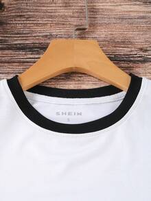 Franclia Women's Casual Flower & Butterfly Print Contrast Trim Round Neck T-Shirt, Summer - White - View 3