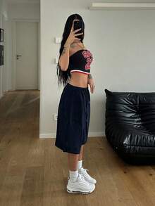 StreetHx Women's Casual Spring Utility Pocket Drawstring Waist Cargo Shorts - Navy Blue - View 4