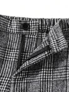 SHEIN 2pcs/Set Teen Boy Gentleman Outfit - Gray Patterned Wool-Blend Slim Fit Single-Breasted Blazer + Gray Patterned Wool-Blend Dress Pants. Elegant, Casual Outdoor Formal Suit Suitable For Birthday Party, Gala, Performance, Hosting, Wedding Season (Birthday, Wedding, Wedding Guest, Pageboy, Ring Boy) - Grey - View 8