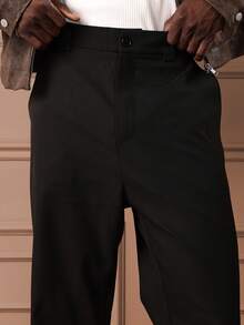 SUMWON 男士喇叭阔腿裤，侧开衩设计，宽松版型休闲裤，适合街头时尚 - 黑色 - 查看 7