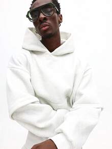 SUMWON Sweat-shirt à capuche avec cordon de serrage et poche centrale pour un port casual au quotidien, uni - Gris pâle - Voir 6