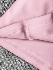 INAWLY Women's Light Pink Velvet Casual Sporty Zip-Up Jacket, Slim Fit Long Sleeve, Autumn - Baby Pink - View 6