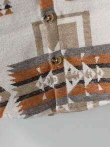 男童休闲几何图案纽扣前襟外套，秋季款 - 彩色 - 查看 6