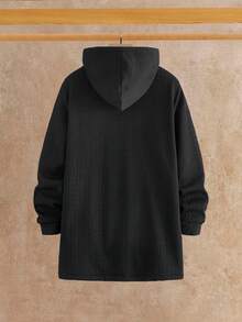 Manfinity NXTstreet Men's Thermal Lined Zip-Up Hooded Lined Long Sleeve Overcoat, Autumn/Winter - Black - View 2