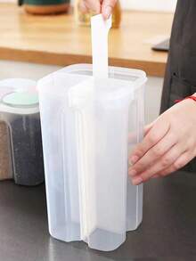 1个随机颜色透明食品储物盒，4格容器，适用于存放谷物、坚果、咖啡豆、糖果巧克力等。 - 彩色 - 查看 9