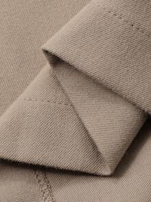 DAZY Quần ống rộng trơn màu rộng rãi có thắt lưng cho nữ, thường ngày mùa thu/đông - Màu Khaki - Xem 7