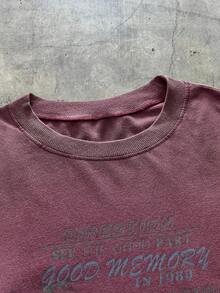 AXEPEAK 男士时尚休闲宽松长袖T恤，带英文文字和图案印花，针织日常穿着，夏季 - 紅色 - 查看 3