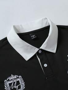 PAVTROS قميص بولو كاجوال مريح وأنيق للرجال مطرز بأكمام قصيرة