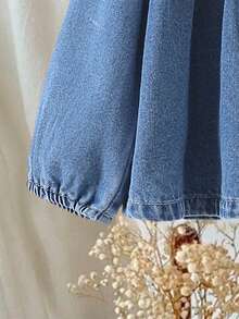 SHEIN 2件套女婴休闲乡村风彼得潘领牛仔套装，秋冬