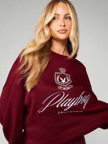 Missguided x Playboy Sudadera con estampado gráfico de California y diseño de logotipo - Marrón - Ver 5