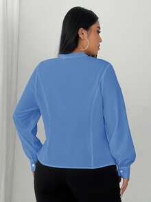 Elenzga 大码女式黑白拼布长袖衬衫