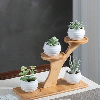 1 件实木桌面多层展示架，适用于客厅、办公室、绿色植物、阳台、花架、多功能娃娃收纳托盘、装饰品和储物架。