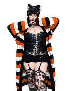 Whyspr New Versatile Casual Multi-Color Loose Fit Long Sleeve Long Cardigan Sweater - Multicolor - View 8