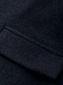 Franclia 时尚法式优雅短款棕色圆领长袖女士大衣，秋冬 - 藏蓝色 - 查看 5