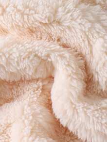 SHEIN Toddler Girls' Cute Apricot Bow Plush Long Sleeve Comfortable Autumn/Winter Jacket Baby Girl Cardigan