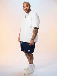 EASEVO Plus Size Woven Casual Straight Leg Shorts - Blue - View 3