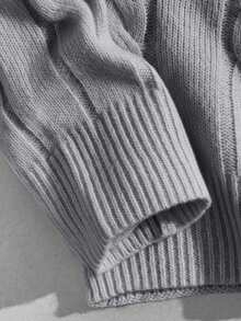 EASEVO 大码男士休闲圆领长袖套头毛衣 - 淺灰色 - 查看 4