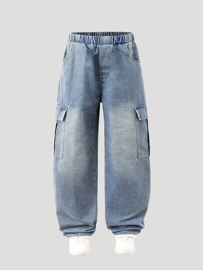 男童时尚百搭休闲水洗牛仔裤，适合户外休闲旅行，四季皆宜