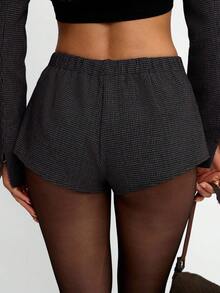 Avenya Quần short/váy ngắn cạp thấp kẻ caro nâu Tweed By Vintage, gợi cảm, thích hợp cho kỳ nghỉ thu đông, thời trang, mùa thu, Halloween, Giáng sinh, thanh lịch công sở, cạp thấp, đi chơi, không gian học thuật. - Nhiều màu - Xem 5