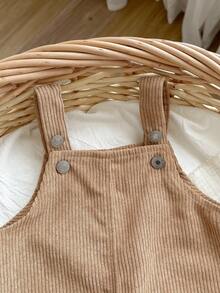 男婴可爱灯芯绒吊带裤，百搭秋冬 - 駝色 - 查看 3