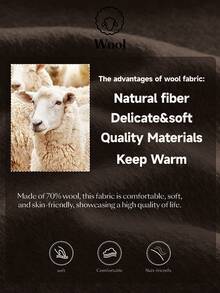 Ontre 女士双面羊毛混纺斗篷大衣，简约风格，适合商务、休闲、圣诞节、新年派对、秋冬季等场合。 - 咖啡棕 - 查看 9