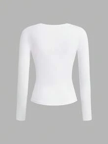 2pcs 95% Cotton Embroidered Letter Patch Casual Slim Fit Long Sleeve Crew Neck T-Shirt Set, Suitable For Autumn/Winter - Black and White - View 6