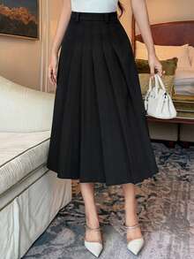 DAZY Falda plisada versátil de línea A para mujer, otoño