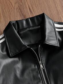 SWAVVY 男式撞色条纹黑色长袖夹克