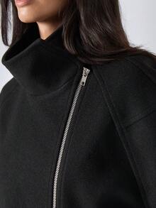 LYSMO Áo khoác nữ trơn màu thường ngày, phù hợp cho mùa thu/đông - màu đen - Xem 8