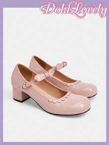 Dola Lovely Giày cao gót Mary Janes đính nơ thanh lịch, vẻ ngoài nữ tính - Hồng - Xem 3