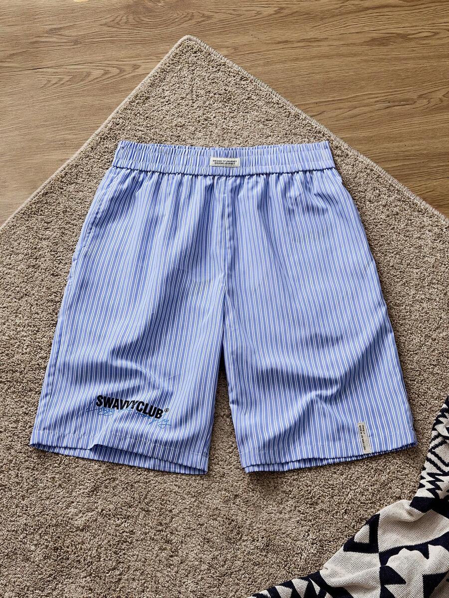 Manfinity VCAY شورت كاجوال مطاطي الخصر مزين بطباعة الخطوط للرجال