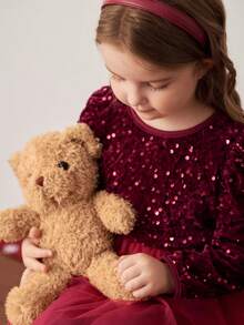 PrepCrw 年轻女孩优雅串珠网眼圆领泡泡袖派对连衣裙 - 紅色 - 查看 7