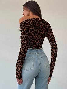 Aloruh Black Sophisticated Modern One Shoulder Long Sleeve Twist Metal Decor Bodysuit For Women