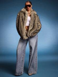 Normani Sexy Open Front Fuzzy Coat In Fall/Winter - Multicolor - View 3