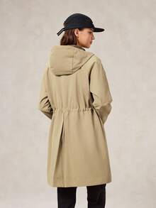OutZeal 女式纯色简约日常长款风衣，背部交叉设计 - 卡其色 - 查看 10