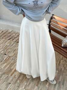 Livesso Jupe plissée ample élégante style business décontracté pour femmes, automne/hiver - Blanc - Voir 2