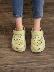 Sandalia Unisex Eva Suave Punta Redonda Sin Cordones Plataforma Decoración Personalizada Estilo Casual Para Playa/Casa Zuecos - Beis - Ver 2