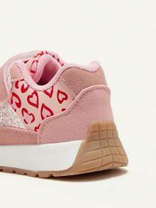 Cozy Pixies 1 Pair Pink & Gold Matching Color Simple Design Comfortable Non-Slip Soft Bottom Casual Sneakers For Baby & Toddler Girls, Spring/Summer - Multicolor - View 9