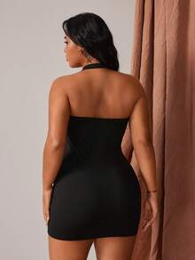 Váy ngắn ôm sát bodycon và áo crop top phong cách Mỹ dành cho nữ - màu đen - Xem 2