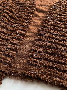 Rustia Plus Size Women Knitted Cardigan, Casual Comfortable Minimalist Button Up Sweater Jacket, Autumn/Winter - Brown - View 8