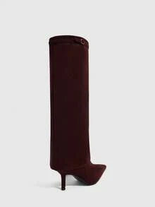 CUCCOO SZL Damen Mode Spitze Zehen Wildleder Overknee Stiefel, elegante vielseitige Slim Heel Overknee Stiefel - Braun - Übersicht 4