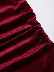 Sweetra Damen elegantes einfarbiges Minikleid mit Stehkragen und ärmellos, geeignet für den Arbeitsweg - Bordeaux - Übersicht 3