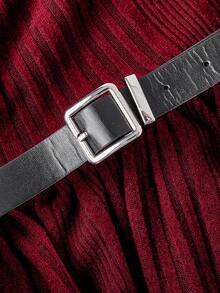 SHEIN MOD 一件式露肩长袖收腰喇叭连衣裙，节日礼服，拍照礼服，新年礼服，冬季礼服，酒红色露肩连衣裙，冬季女装，酒红色女式连衣裙，新年套装 - 酒紅色 - 查看 3