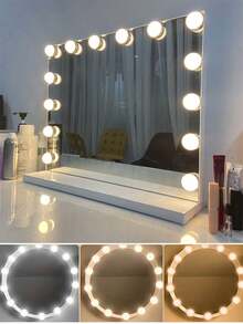 LED可调光化妆镜灯（不含镜子），USB供电，塑料材质，化妆镜灯，灯光可调节，免钻孔化妆镜灯，适用于梳妆台、化妆镜、家居装饰及各种镜子装饰