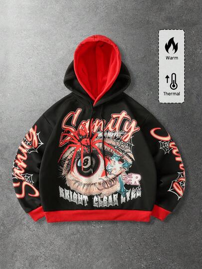 Street Life Felpa con cappuccio oversize a doppio strato con stampa, da uomo