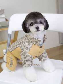 PETSIN Cuddly Thick Pet Jumpsuit – Cute Four-Legged Fleece Pajamas For Small Dogs & Cats, Cozy Autumn/Winter Outfit For Play And Relaxation